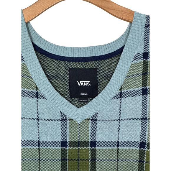 Vans Plaid V-Neck Sweater Vest Size Large - Picture 2 of 6